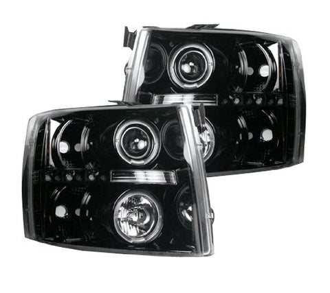 RECON Black CCFL Halo Projector Headlights 2007-2013 Chevy Silverado