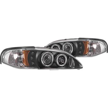 1994-1998 Ford Mustang Black Diamond Cut Headlights w/ Corners (Pair) by IPCW