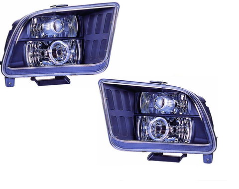 2005-2009 Ford Mustang Black Halo Projector Headlights (Pair) by IPCW