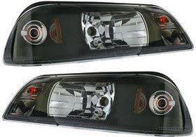 1987-1993 Ford Mustang Black Diamond Cut Headlights (Pair) by IPCW